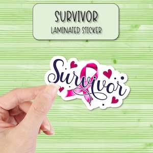 Pegatinas de superviviente / Pegatinas laminadas / Calcomanías de lazo de cáncer de mama / Pegatinas para portátiles / Pegatinas para botellas de agua / Pegatinas para fundas de teléfono