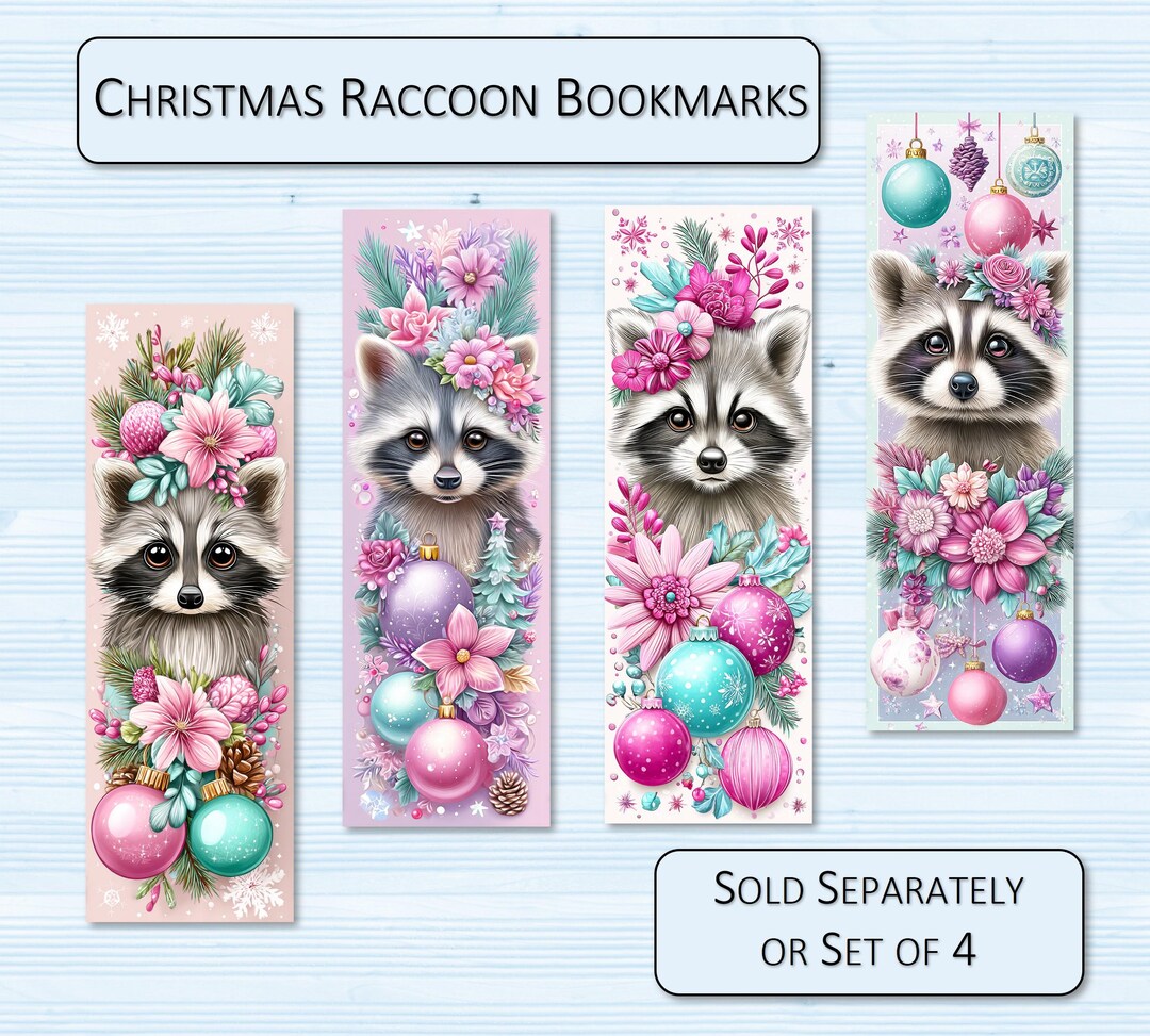 Christmas Raccoon Bookmarks | Handmade Bookmark | Gift for Book Lover ...