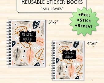 Fall Leaves Themed Custom Reusable Sticker Book | Sticker Storage Album | Personalized Sticker Organizer