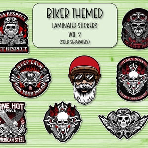 Biker Themed Vol. 2 Sticker | Laminated Stickers |  Motorcycle Stickers | Laptop Stickers | Waterbottle Stickers | Phone Case Sticker