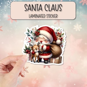 Adesivo de Papai Noel | Adesivos laminados | Decalques de Natal | Adesivos para laptop | Adesivos para garrafa de água | Adesivo para capa de telefone