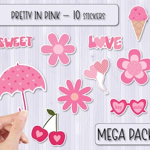 Pretty in Pink MEGA Sticker Pack | Decals | Scrapbooking Stickers | Laptop Stickers | Water Bottle Stickers | Phone Case Sticker