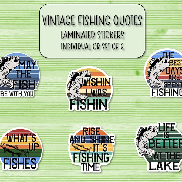 Vintage Fishing Stickers | Laminated Stickers | Fishing Stickers | Laptop Stickers | Waterbottle Stickers | Phone Case Sticker