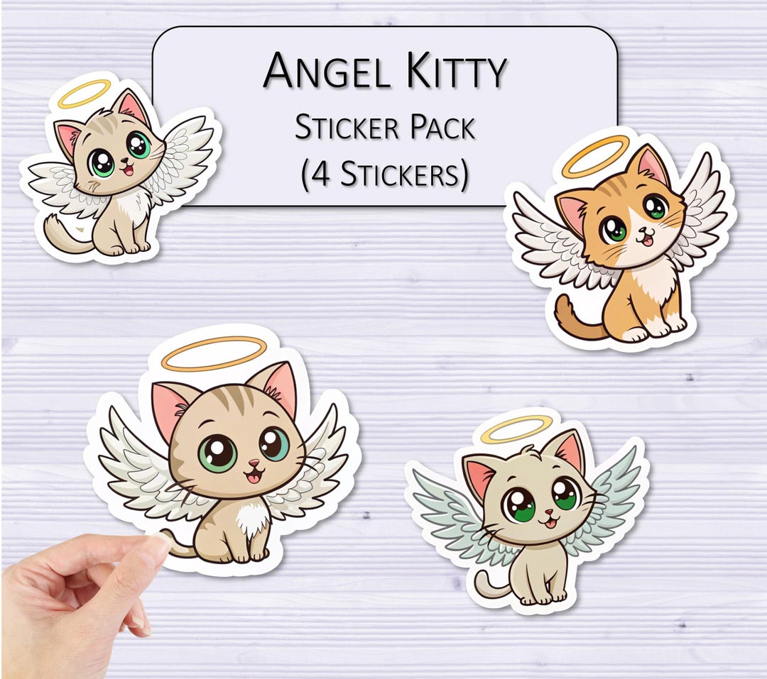 Angel Kitty Sticker Pack | Pet Memorial Stickers | Scrapbooking ...