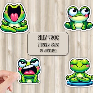 Silly Frog Pack Stickers | Laminated Stickers | Cartoon Frog Stickers | Laptop Stickers | Waterbottle Stickers | Phone Case Sticker