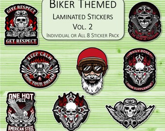 Biker Themed Vol. 2 Sticker | Laminated Stickers | Weatherproof Stickers | Laptop Stickers | Water Bottle Stickers | Scrapbook Stickers