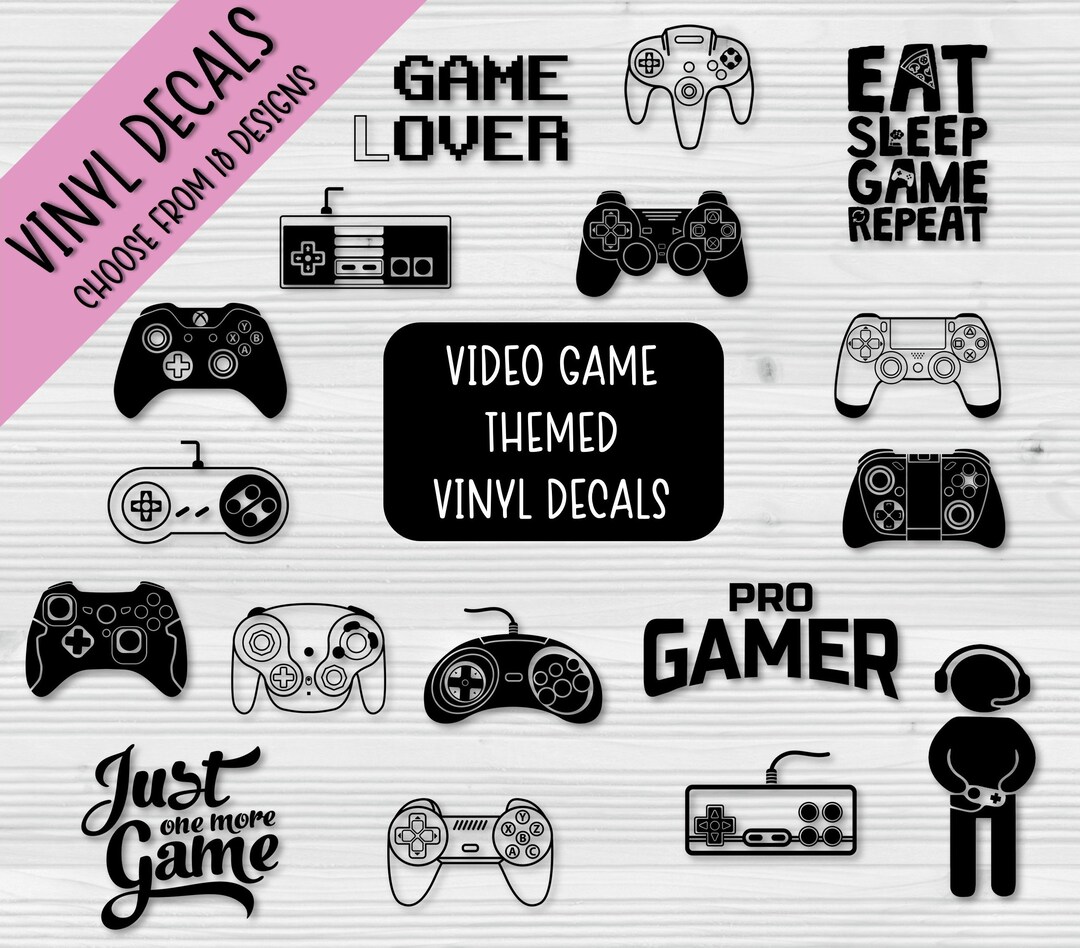 Gamer Themed Vinyl Decals Video Games Decals Console Decor Etsy
