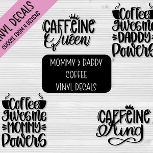 Calcomanías de vinilo de café de mamá y papá / Calcomanías de libros / Calcomanías de lectura / Calcomanías de botellas de agua / Calcomanías de computadoras portátiles / Calcomanías de automóviles / Regalos / Personalizables