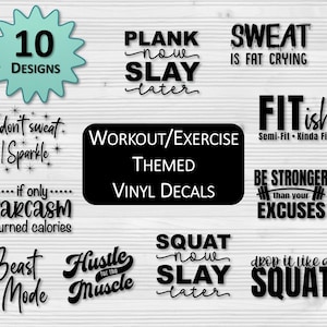 Workout/Exercise Themed Vinyl Decals | Car Decal | Water Bottle Decal | Laptop Decal | Custom Vinyl