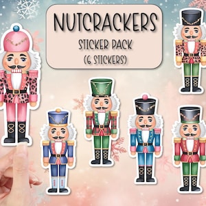 Pacote de adesivos de quebra-nozes | Adesivos de Natal | Adesivos para scrapbooking | Adesivos para laptop | Adesivos para garrafa de água | Adesivo para capa de telefone