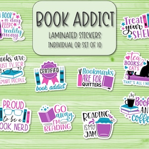 Book Addict Stickers | Laminated Stickers |  Book Lover Stickers | BookTok | Laptop Stickers | Waterbottle Stickers | Phone Case Sticker