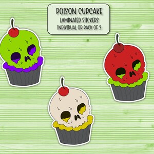 Pegatinas de cupcakes venenosos / Pegatinas laminadas / Pegatinas de Halloween / Pegatinas para portátiles / Pegatinas para botellas de agua / Pegatinas para fundas de teléfono