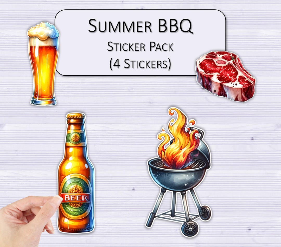 Summer BBQ Pack Stickers | Laminated Stickers | Outdoors Stickers ...