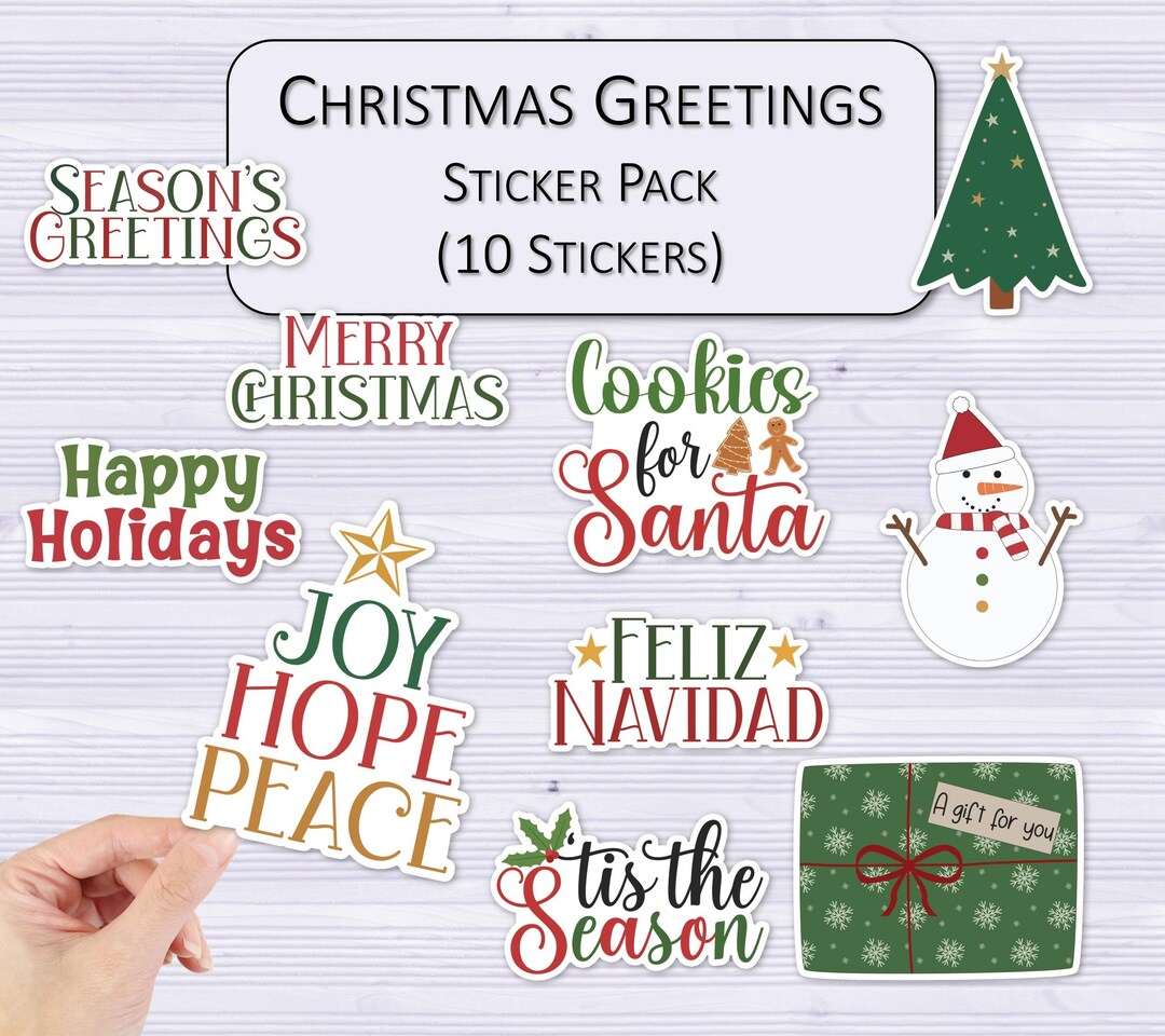 Christmas Computer Email Sticker Christmas Greetings Sticker Pack | Cute Decals | Scrapbooking Stickers ...