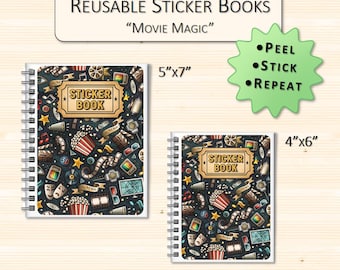 Movie Magic Themed Custom Reusable Sticker Book | Sticker Storage Album | Personalized Sticker Organizer