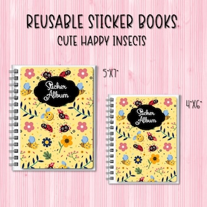 Cute Happy Insects Custom Reusable Sticker Book | Sticker Storage Album | Personalized Sticker Organizer
