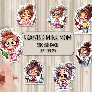 Pack d'autocollants pour maman vin énervé | Stickers vin | Stickers Scrapbooking | Stickers pour ordinateur portable | Stickers bouteille d'eau | Sticker coque de téléphone