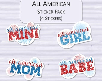 All American Sticker Pack | Vaterländische Aufkleber | Scrapbooking Aufkleber | Laptop Aufkleber | Wasserflasche Aufkleber | Handy Case Sticker
