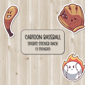 Niedliches Baseball Themed Sticker Pack | Sport-Aufkleber | Scrapbooking Aufkleber | Laptop Aufkleber | Wasserflasche Aufkleber | Handy Case Sticker