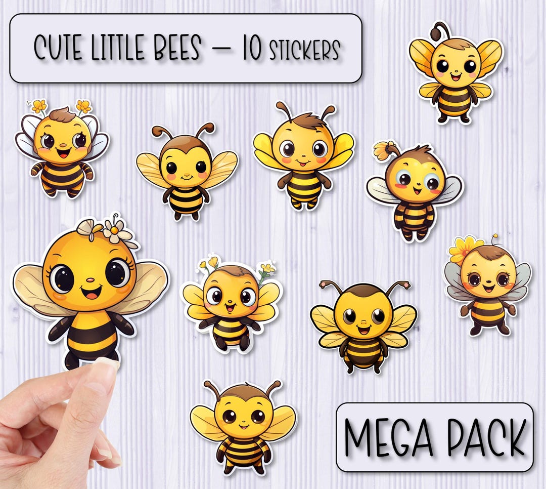 Cute Little Bees MEGA Sticker Pack | Bee Stickers | Scrapbooking ...