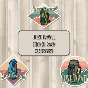 Just Travel Sticker Pack | Sports Stickers | Scrapbooking Stickers | Laptop Stickers | Waterbottle Stickers | Phone Case Sticker