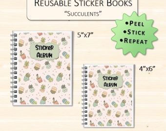 Succulents Themed Custom Reusable Sticker Book | Sticker Storage Album | Personalized Sticker Organizer