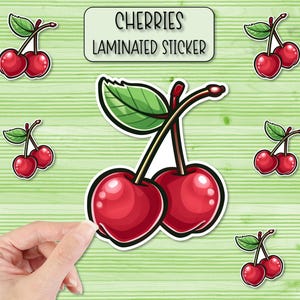 Cherry Sticker | Laminated Stickers | Weatherproof Stickers | Laptop Stickers | Water Bottle Stickers | Scrapbook Stickers