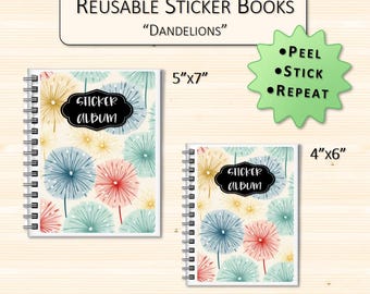 Dandelion Themed Custom Reusable Sticker Book | Sticker Storage Album | Personalized Sticker Organizer