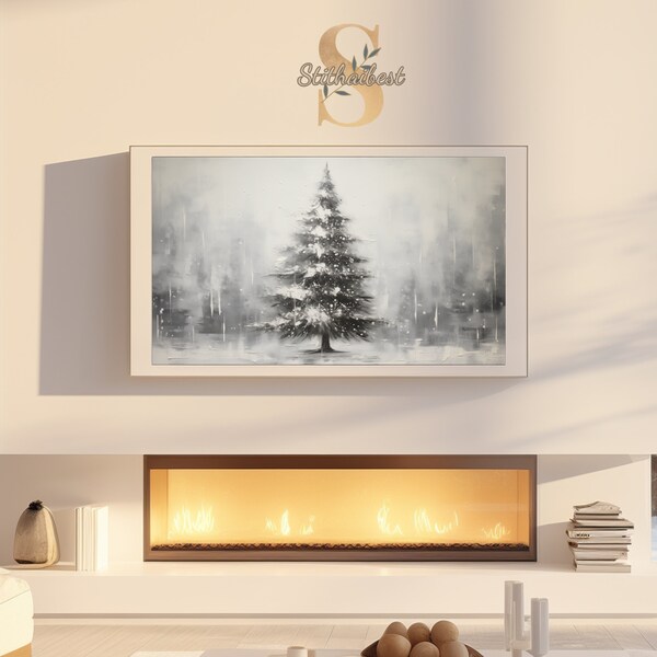 Captivating Nostalgia, Digital Vintage Christmas Tree for Frame TV, Festive Holiday Decor