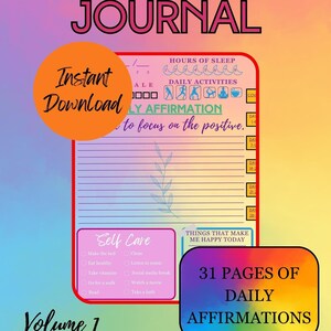 Rainbow Affirmations: Daily Journal for Positive Self-Talk and Self-Care I Digital Download I Gratitude Journal