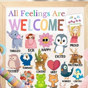 All Feelings Are Welcome Poster, Calm Corner Print, Emotions Chart, Classroom Decor, Montessori Homeschool Decor, Feelings Print, Teacher