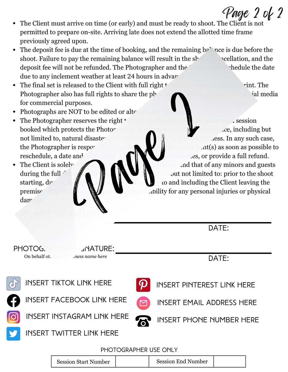 Photography Client Contract Template Editable Client Etsy Photography Client Contract Template Editable Client Etsy