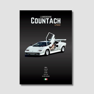 Lamborghini Countach poster print | Wall Art | Digital Artwork | Black