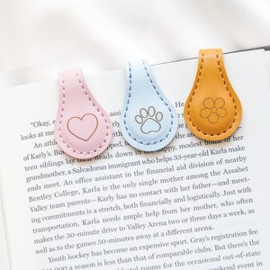 Gepersonaliseerde bladwijzer voor boekenliefhebbers, magnetische leren bladwijzer, boekaccessoires, gepersonaliseerde cadeaus voor haar en hem, gepersonaliseerde bladwijzers