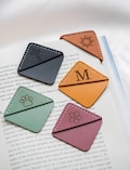 Square Personalized Corner Leather Bookmark, Custom Engraved Bookmarks with Initial Icon, Gift for Readers, Book Lovers, Personalised Gifts
