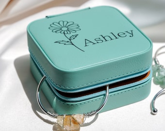 Girls Jewelry Box Personalized, Jewelry Travel Box, Jewelry Organizer, Travel Jewelry Case, Custom Jewelry Box, Engraved Jewelry Box