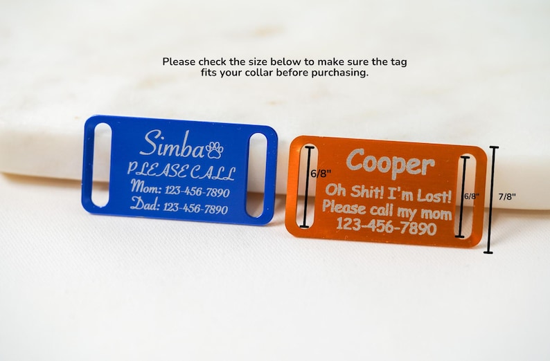 Sliding Tags Slide-on Collar Pet ID Tag, Silent Slide-on Tag, Personalized Pet ID ...