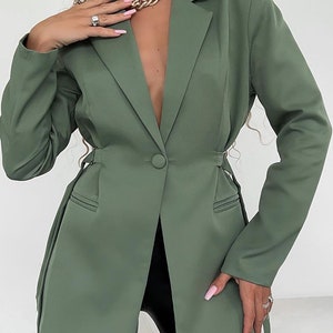 Lapel Collar Long Sleeve Blazer