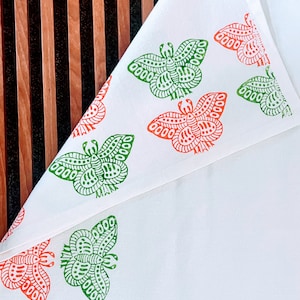Butterfly print, flour sack tea towel, eco-friendly kitchen towel,100% cotton, block print towel, housewarming gift,hand printed,dish towel.
