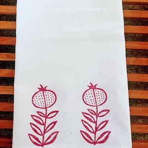 Pomegranate bud print, flour sack tea towel, eco-friendly kitchen towel, 100% cotton, block print towel, housewarming gift, dish towel.