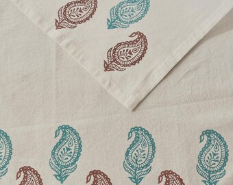 Paisley print, flour sack tea towel, eco-friendly kitchen towel, 100% cotton, block print towel, housewarming gift, hand printed, dish towel