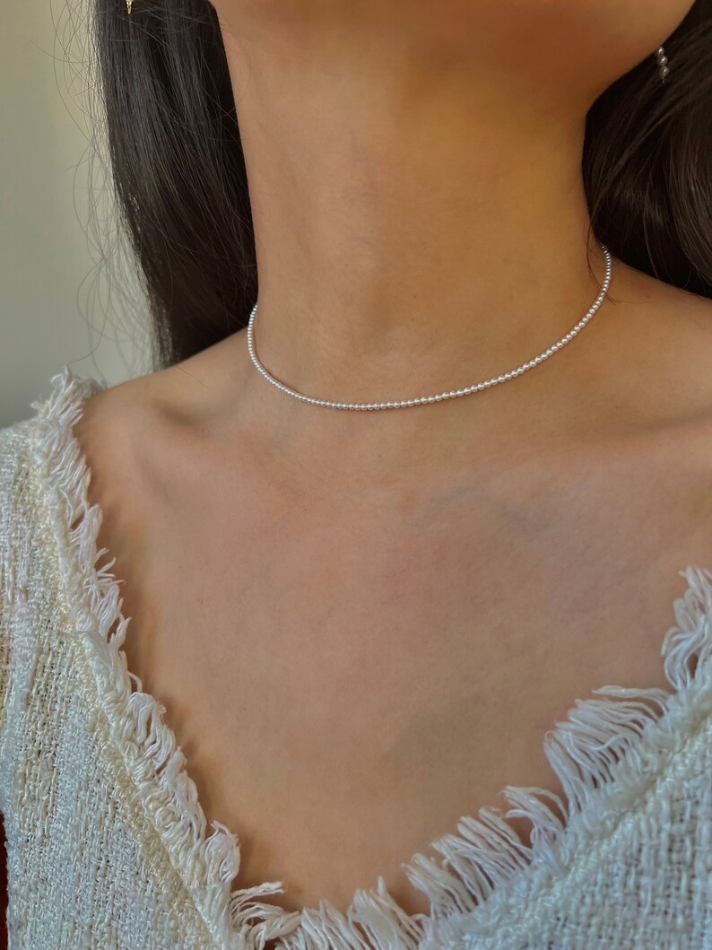 14K Gold Filled 2mm/4mm Pearl Necklace, Bridesmaid Jewelry, Wedding