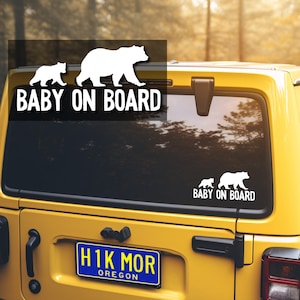 Naklejka Baby on Board | Naklejka Mama Bear and Cub Grizzly | Samochód dla dziecka na świeżym powietrzu z winylu | Prezent dla rodziców na wędrówki | Wodoodporna naklejka Wildlife dla dziecka