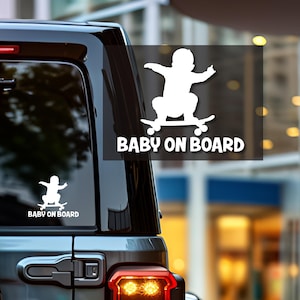Naklejka winylowa na zewnątrz Baby on Board, Baby on Board, naklejka Baby on Skateboard, naklejka na prezenty dla dzieci, zabawna naklejka Baby on Board, bezpieczeństwo dziecka