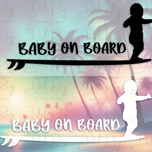 Naklejka winylowa „Baby on Board” na zewnątrz, „Baby on Board”, naklejka „Baby on Board”, naklejka „Baby on Surfboard”, naklejki na prezenty dla dzieci, zabawna naklejka „Baby on Board”, bezpieczeństwo dzieci