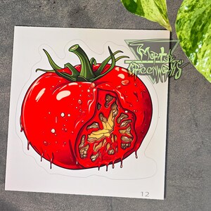 Red Oozing, Rotted Cut to Shape Tomato Sticker
