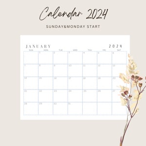 Printable Calendar ,Monthly Planner 2024,A4,Letter ,A3,ADHA Organizer, ADHA Planner,Portrait,Monday & Sunday Start,Minimalist,Digital PDF.
