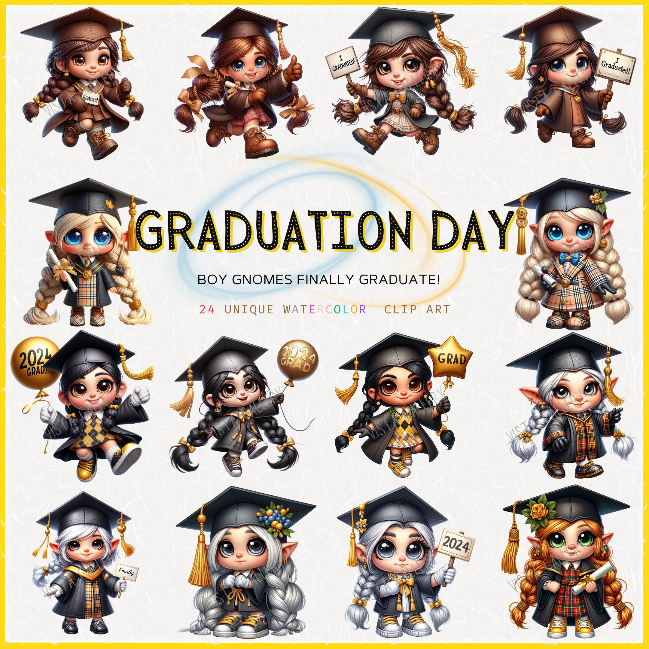 Graduation Lady Gnome PNG Clipart Collection, 3D Illustration Bundle ...