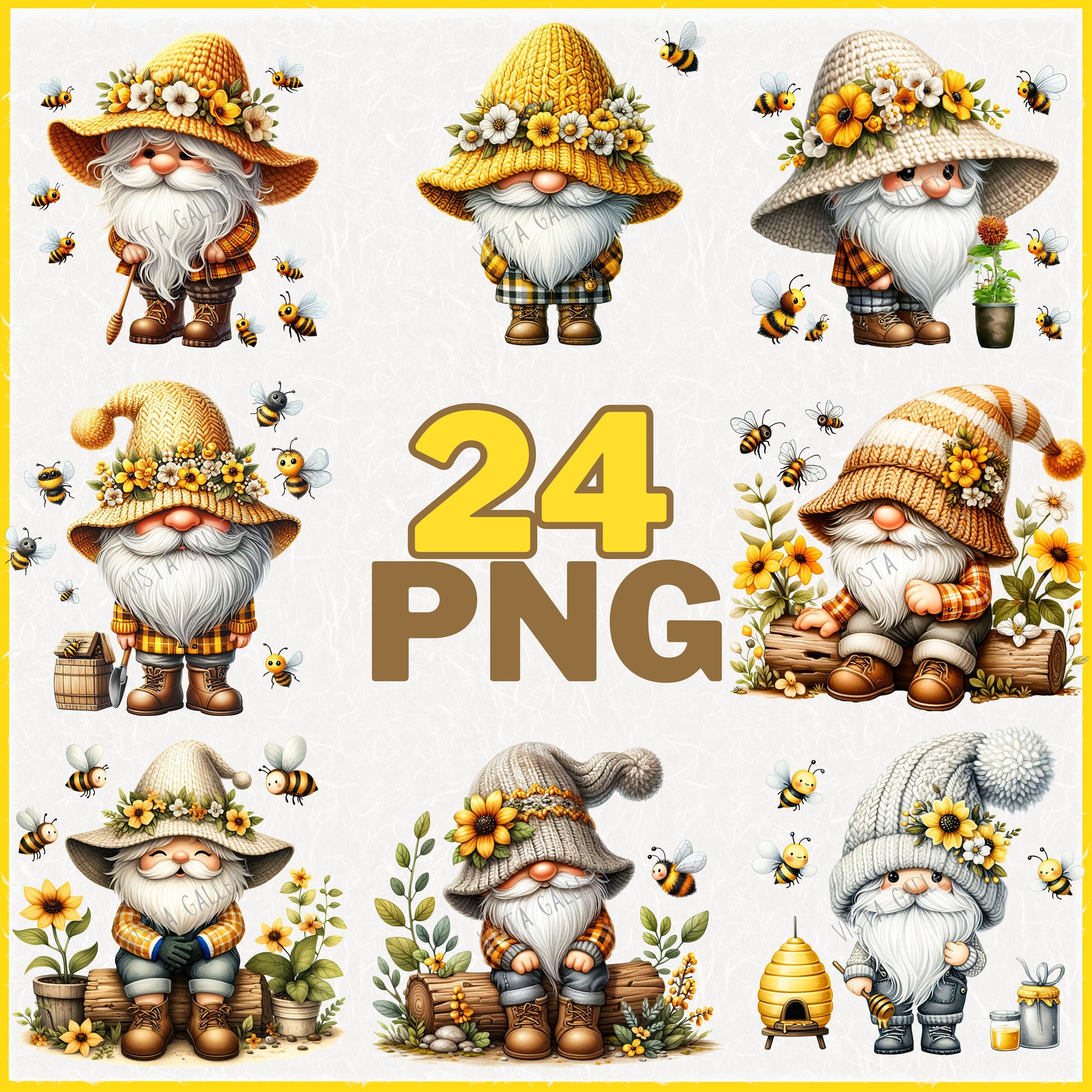 Bee Gnome PNG Clipart Collection, 3D Illustration Bundle for ...