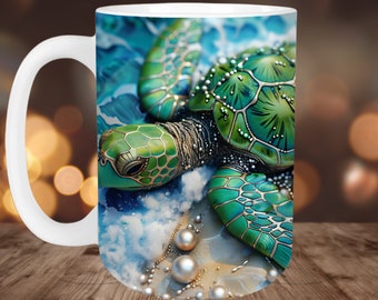 Sea Turtle Mug Wrap PNG: Ocean Wildlife Sublimation Design (Digital Download)
